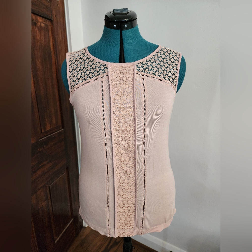 LOFT Pink Sleeveless Lace Top
